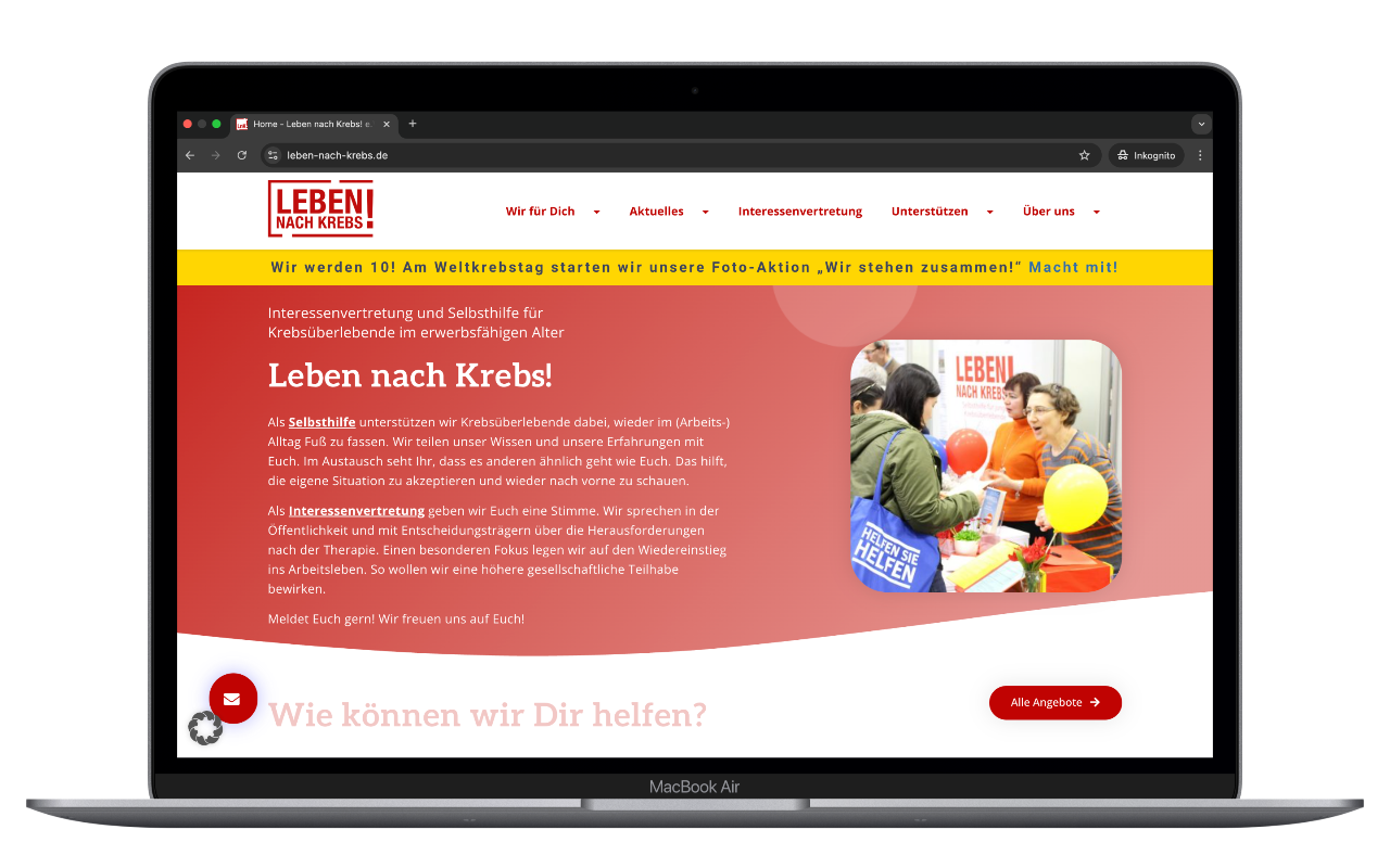 Website für Leben nach Krebs e.V. - Modernes Webprojekt für Selbsthilfegruppe mit WordPress und Elementor