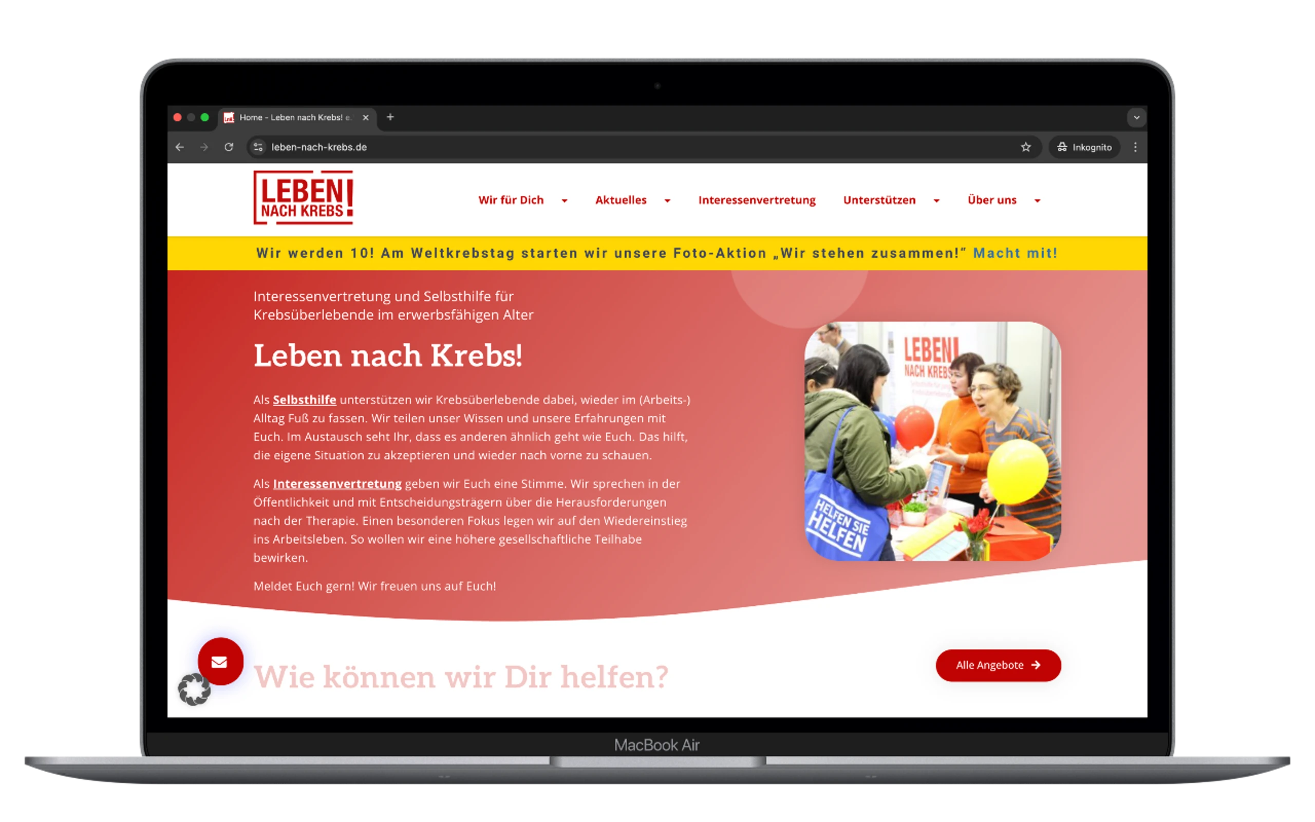 Leben nach Krebs e.V. - WordPress Website für Selbsthilfegruppe