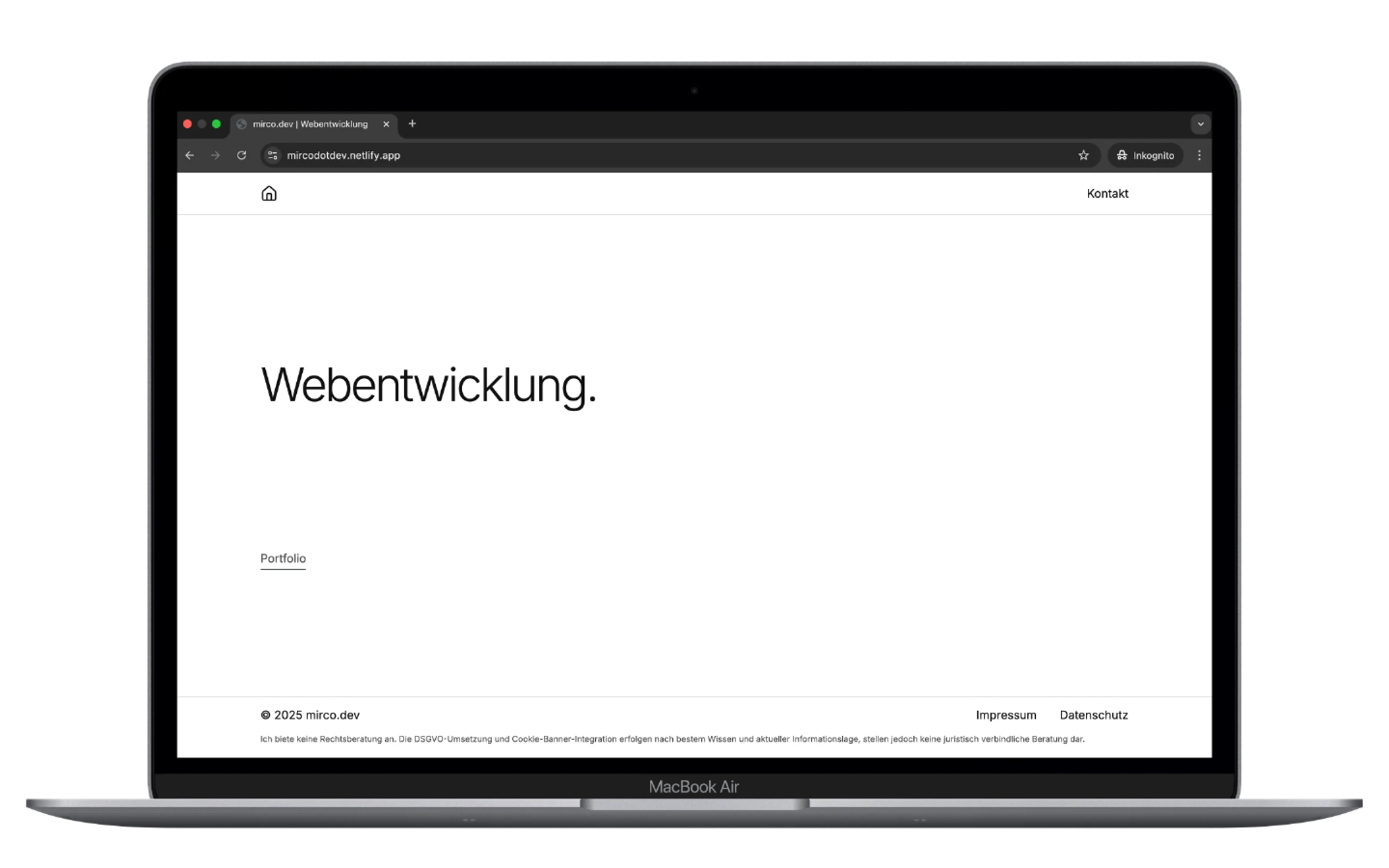 mirco.dev - Portfolio Website mit modernem Design